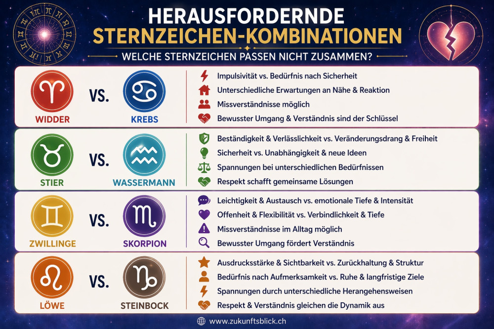 Zukunftsblick Herausfordernde Sternzeichen Kombinationen